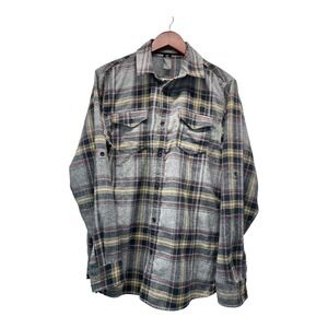 Burnside Men's Medium‎ Multi Color Plaid Fleece Button Down Long Sleeve Shirt